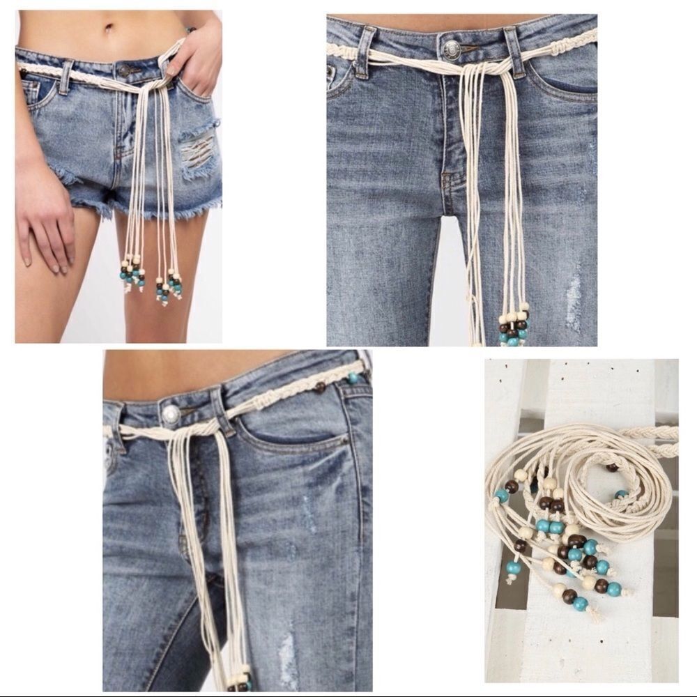 NATURAL Twisted Knot Bead Detail Leatherette Belt - Picture 7 of 7
